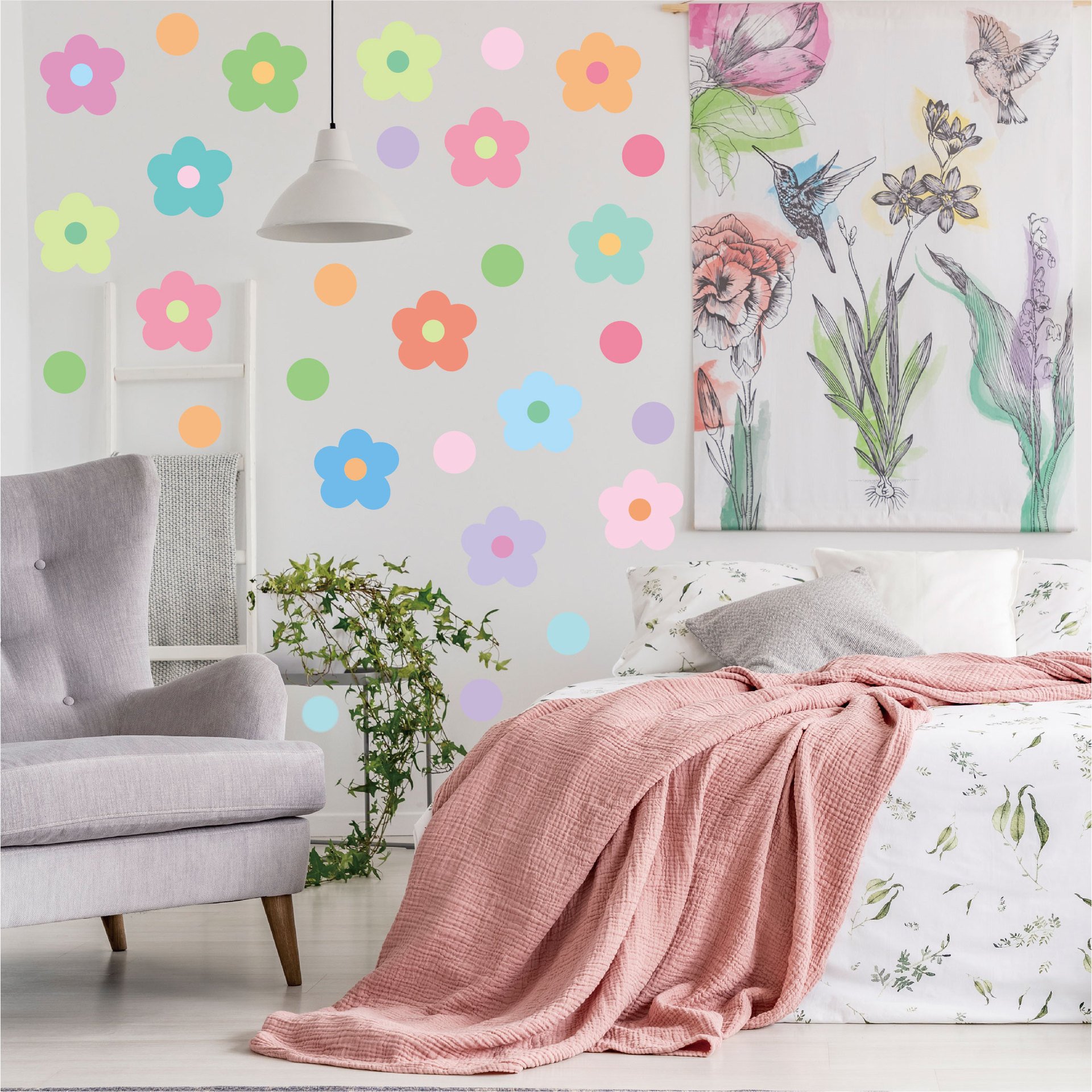 Cartoon PVC Wall Decal Stickers Colorful Sunflower Self-adhesive Decorative Wall Art Sticker For Bedroom Classroom