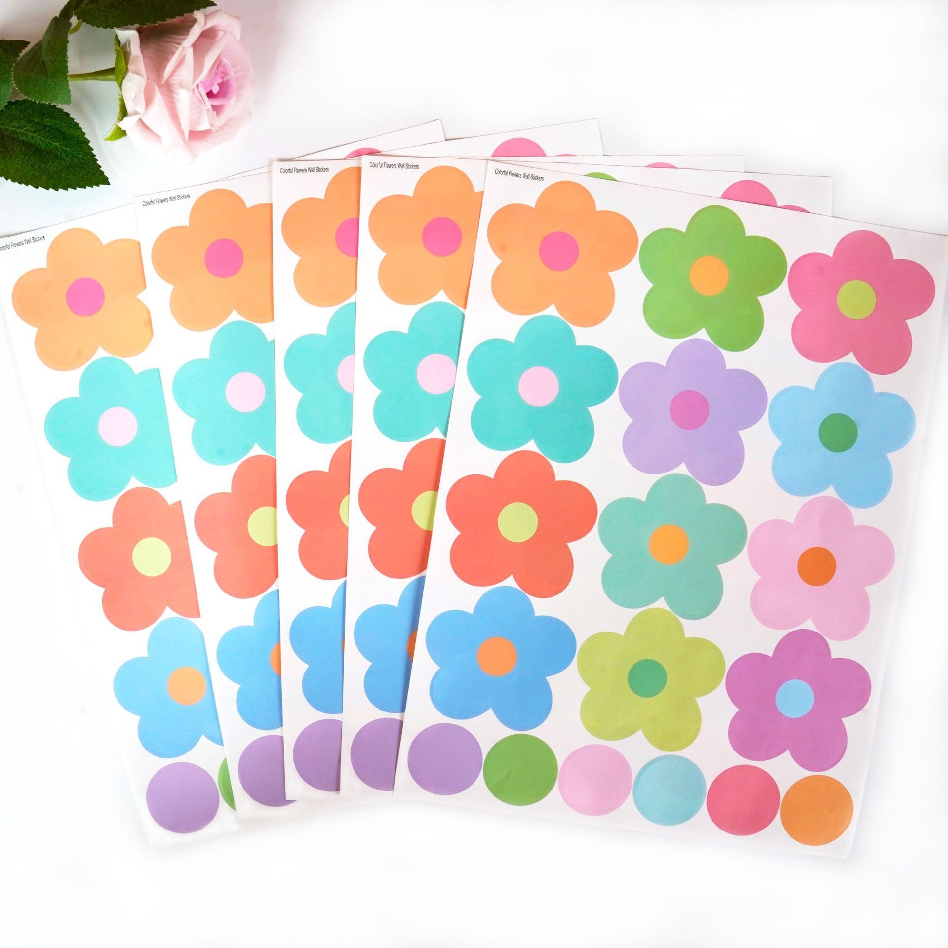 Cartoon PVC Wall Decal Stickers Colorful Sunflower Self-adhesive Decorative Wall Art Sticker For Bedroom Classroom