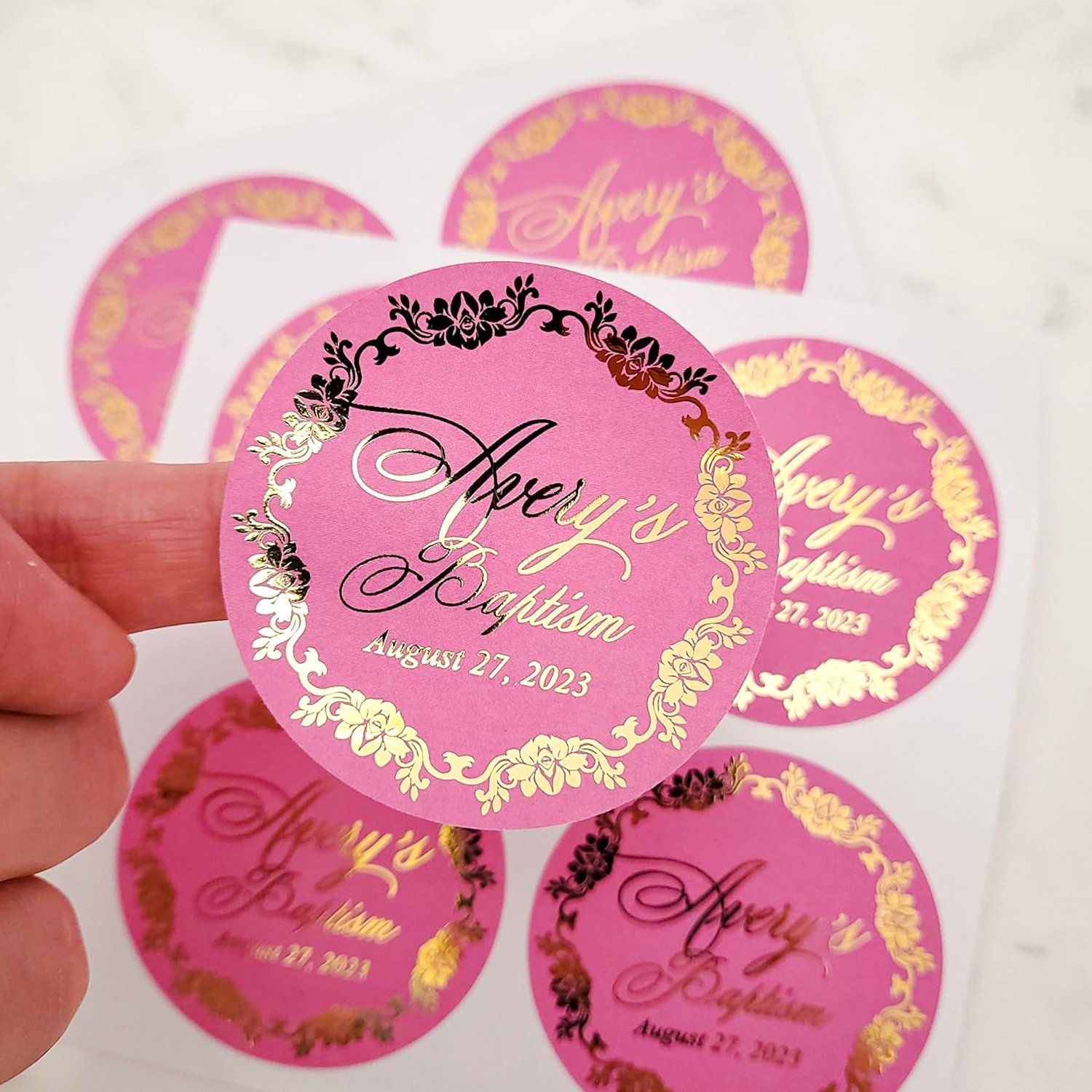 Custom Print Roll Plastic Waterproof Synthetic Paper Adhesive Vinyl PVC Round Circle Brand Product Packaging Label Logo Sticker