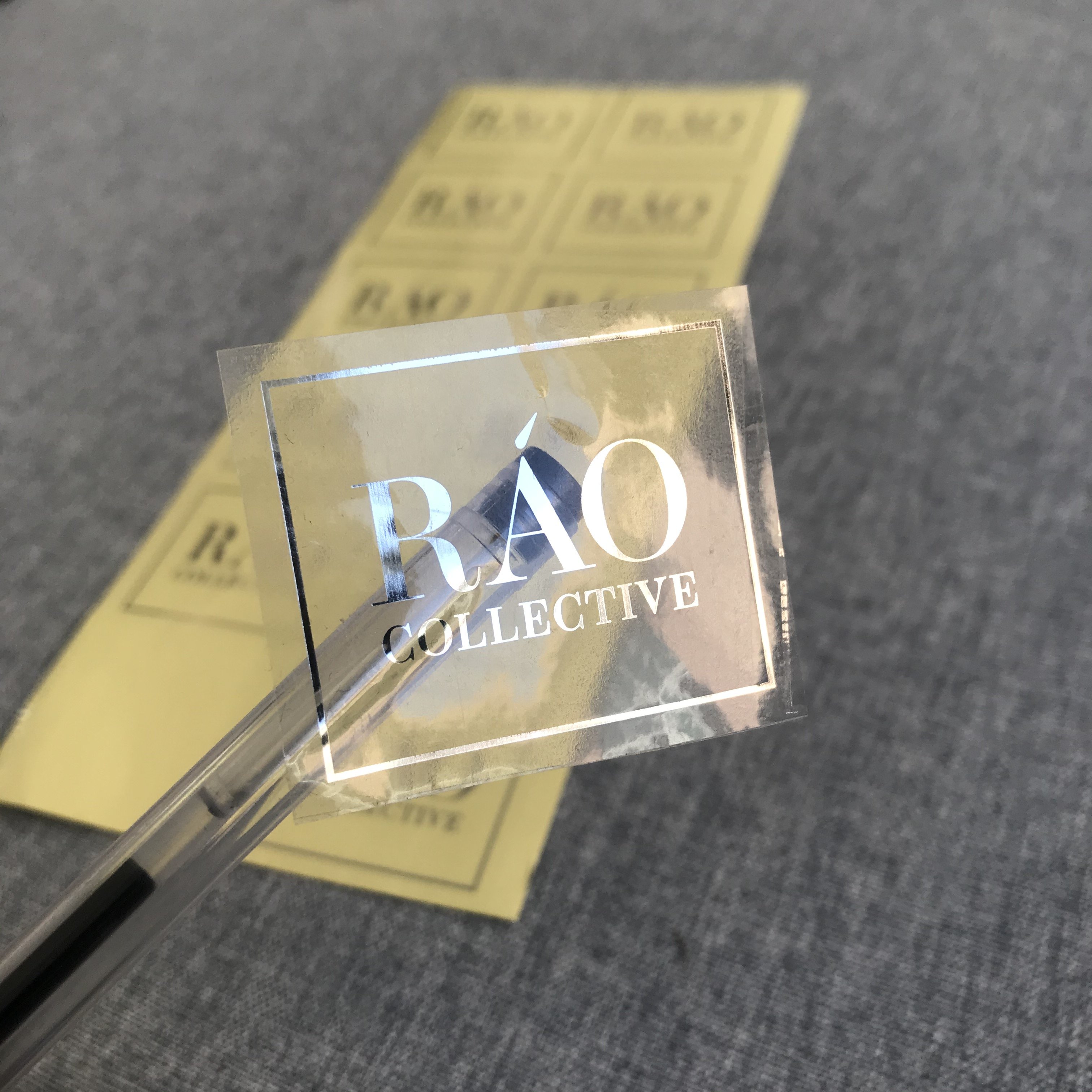 custom silver foil logo design stickers pvc packing label with printing logo waterproof sticker