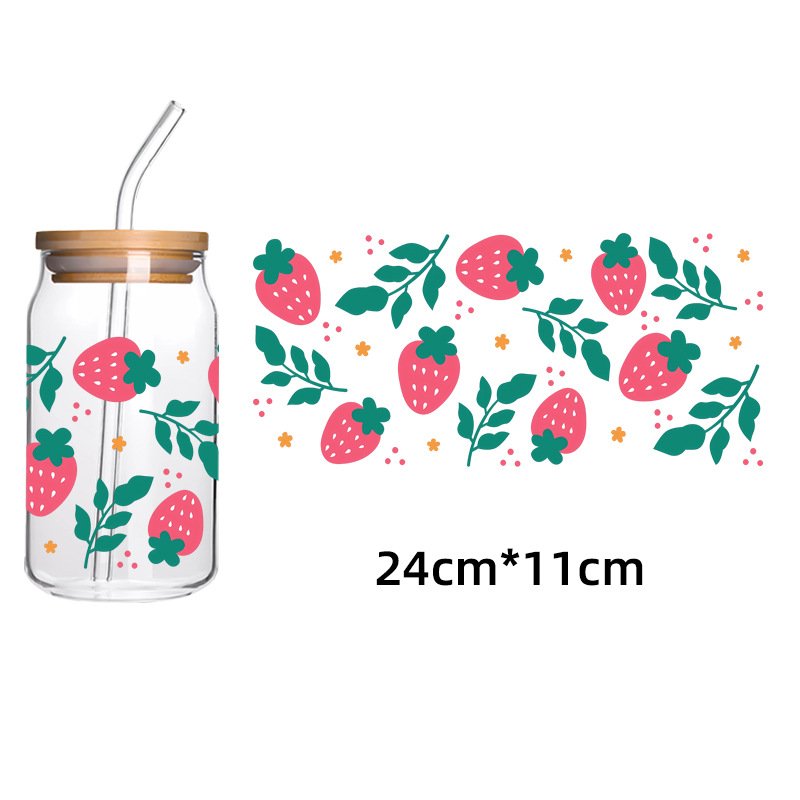 Fruit Decal Watermelon Cherry Waterproof 3d Transfer Stickers Cup Decorate Diy Tumbler Can Cartoon Tulip DTF Transfers Cup Wraps