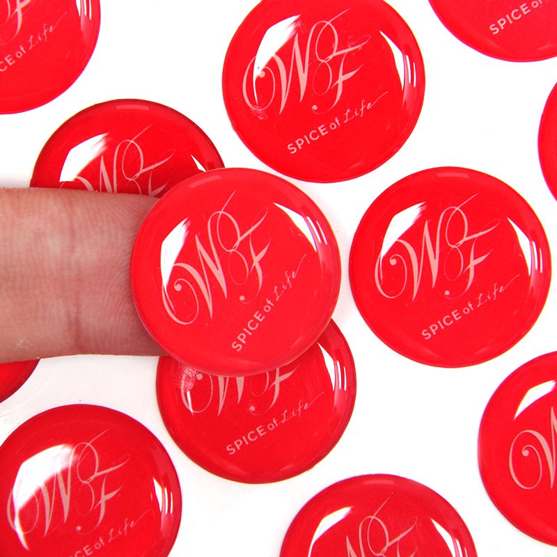 Strong Adhesive Epoxy Dome Sticker Custom Design Embossed 3d Logo Label Printing Clear Epoxy Resin Domed Stickers