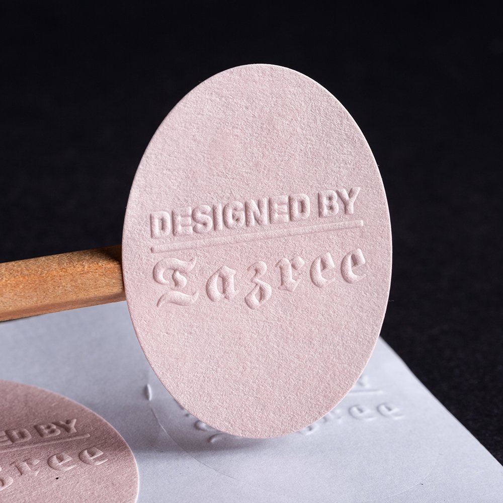 Custom logo texture paper self adhere emboss 3D raised sticker color printing stickers packing labels