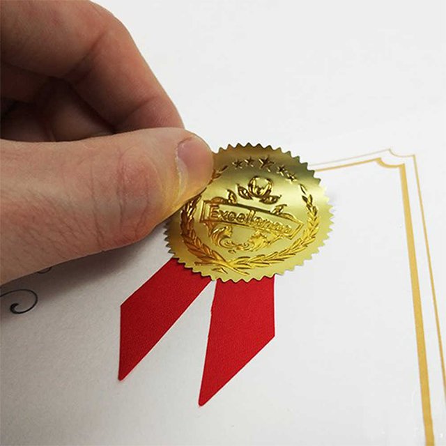 Custom logo embossed printing white kraft paper sticker