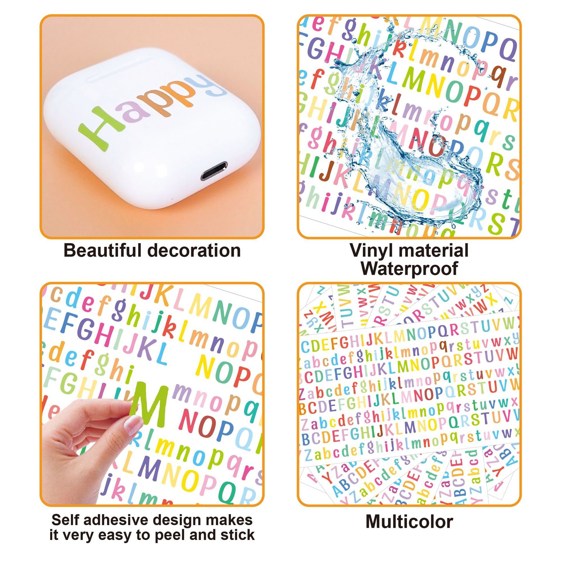 Wholesale mini color letter stickers waterproof adhesive vinyl alphabet letter stickers for Scrapbooking Mailbox