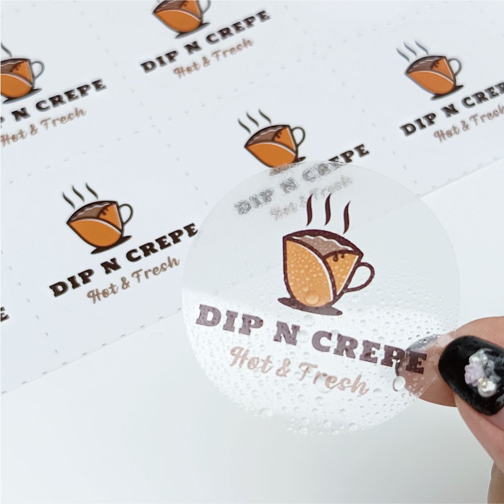 Custom brand logo pvc transparent sticker printing waterproof vinyl sticker