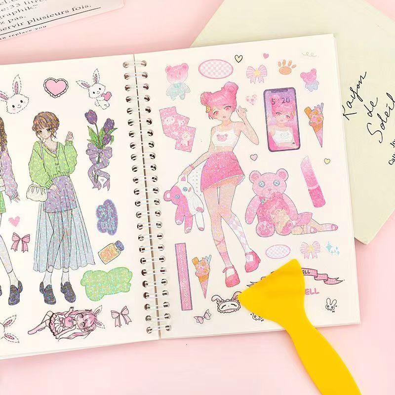 custom cover spiral binding release paper sticker book blank