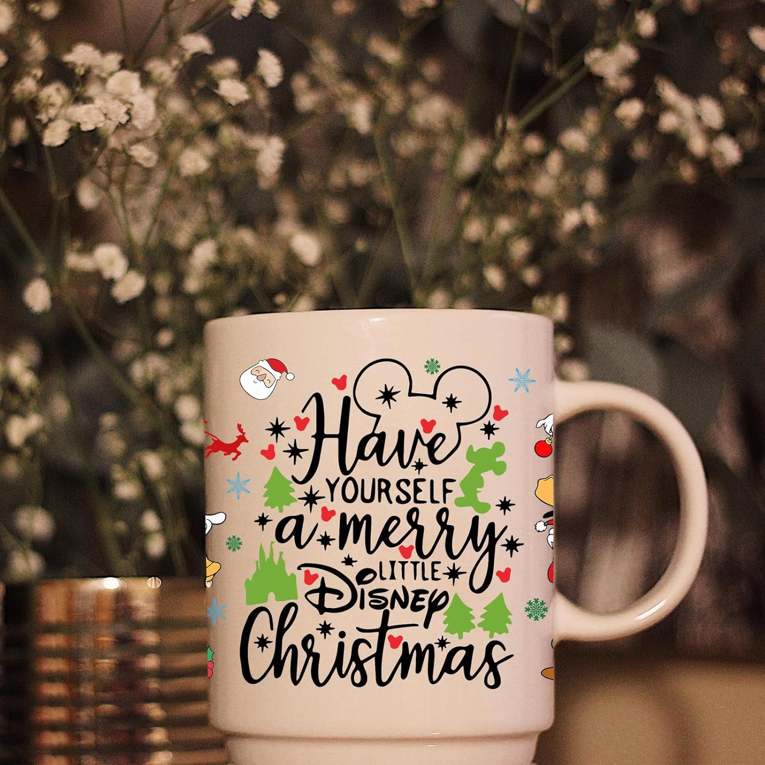 Christmas UV DTF Cup Wrap for 16oz Glass Xmas Mickey Mouse Design Permanent Adhesive Rub on Transfer Stickers for Tumble Crafts