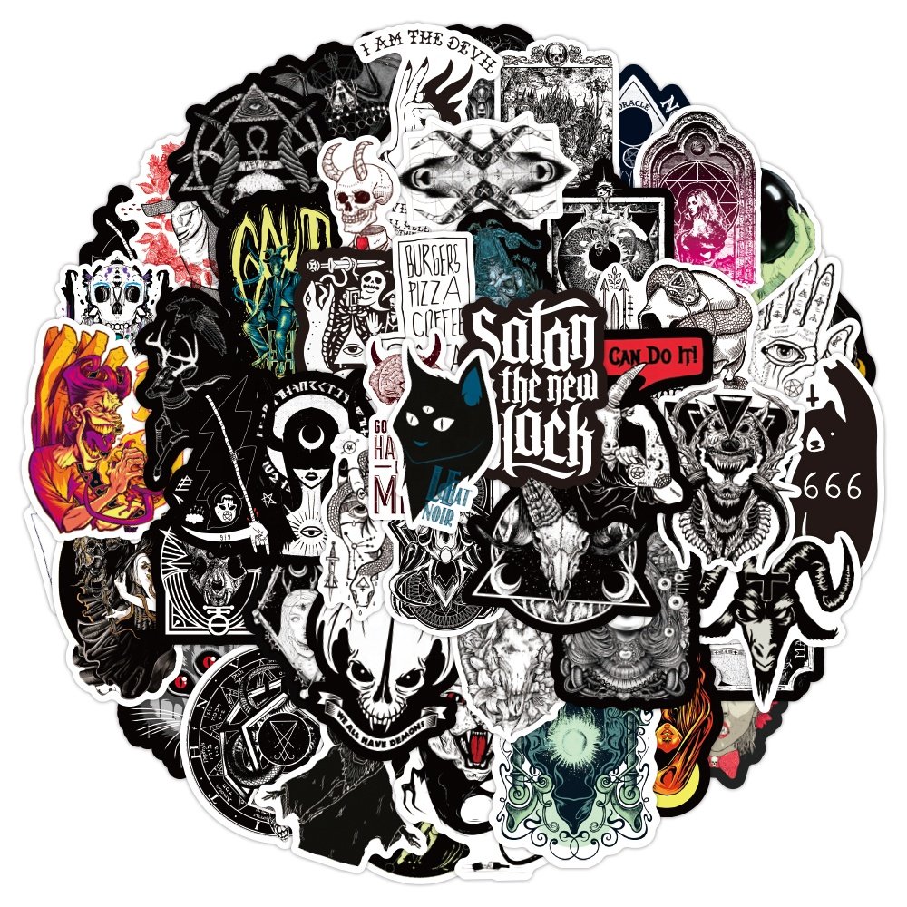 50pcs high quality cool demon custom waterproof vinyl PVC graffiti sticker packs for luggage scooter cup notebook laptop