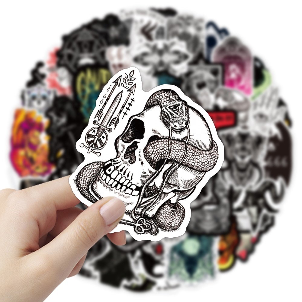 50pcs high quality cool demon custom waterproof vinyl PVC graffiti sticker packs for luggage scooter cup notebook laptop