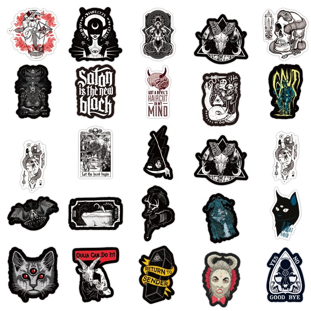 50pcs high quality cool demon custom waterproof vinyl PVC graffiti sticker packs for luggage scooter cup notebook laptop
