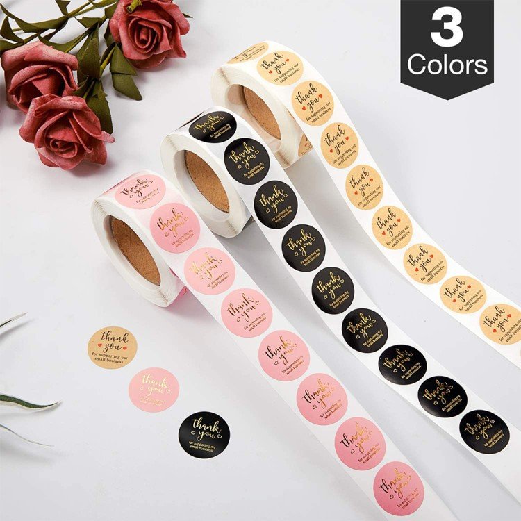 New Hot Fsc Gmi Custom Logo Self-Adhesive Waterproof Transparent PVC Vinyl Paper Business Roll Stickers Thank You Labels Sticker