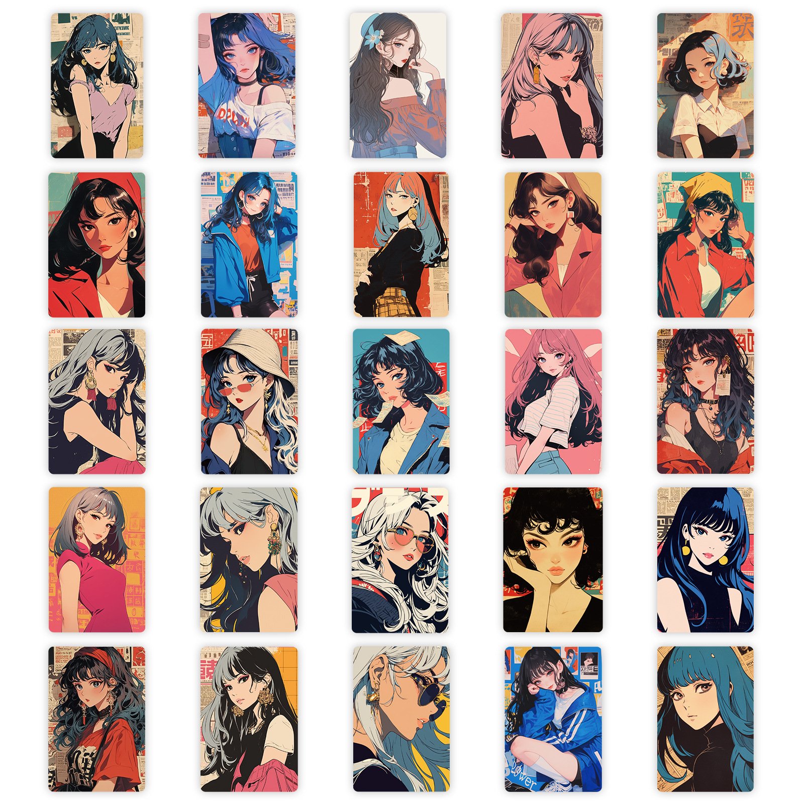 50Pcs Retro Vaporwave Beautiful Girl Graffiti Stickers For Laptop Phone Decor 80s Japanese City Girls Sticker