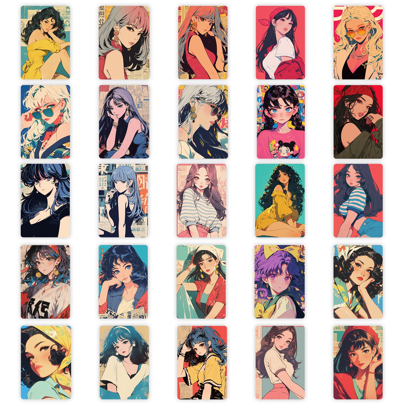 50Pcs Retro Vaporwave Beautiful Girl Graffiti Stickers For Laptop Phone Decor 80s Japanese City Girls Sticker