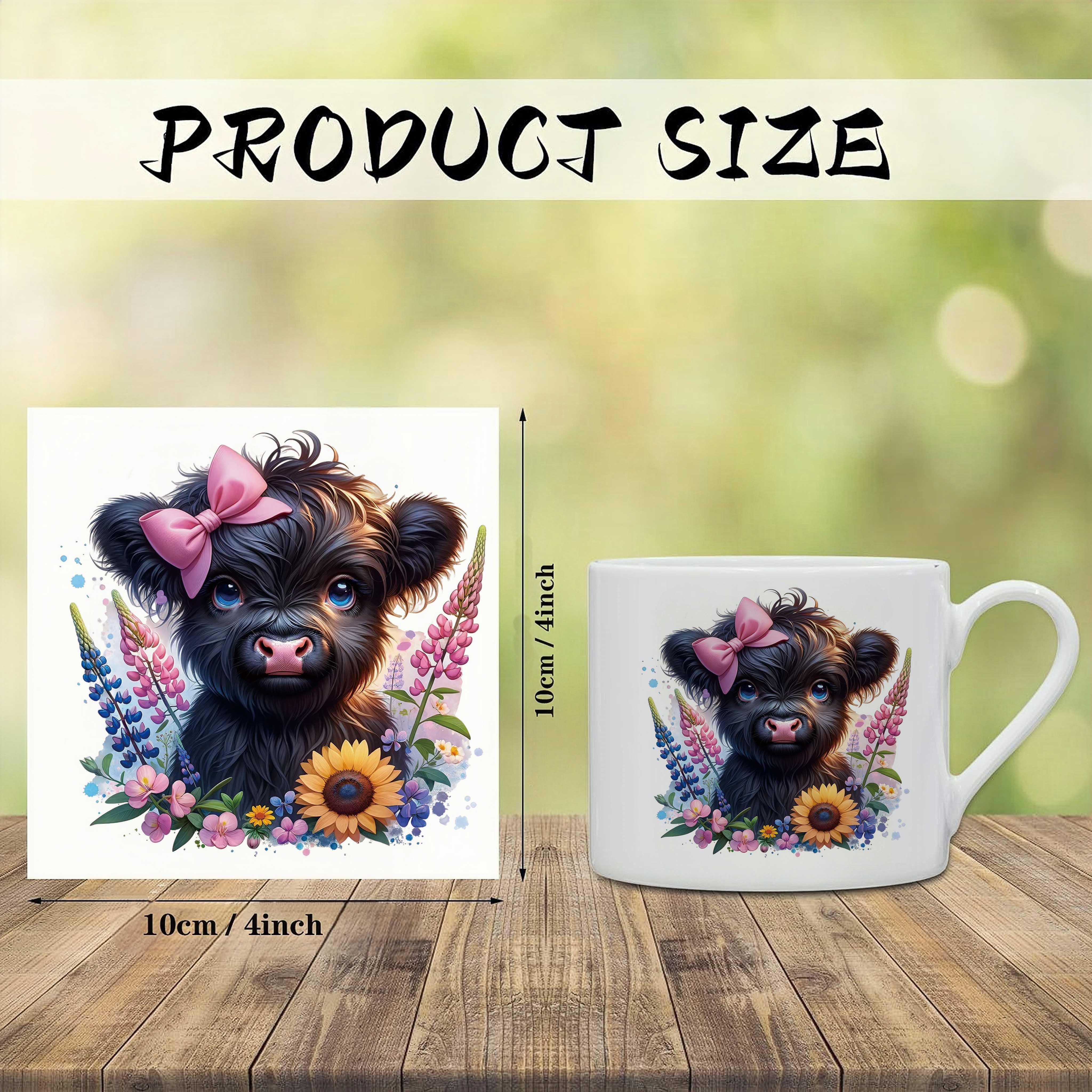 Uv Dtf Cup Wrap Transfer Stickers For Glass 6 Sheets Cattle Sheep And Panda Cartoon Cup Rub For Crafting Cup Decal Stickers