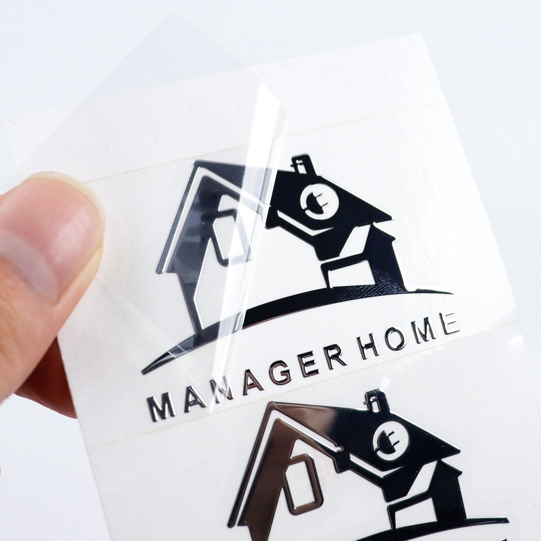 High Adhesive Label Custom Business Logo Waterproof 3D Printed Gold Metal Transfer Stickers Label