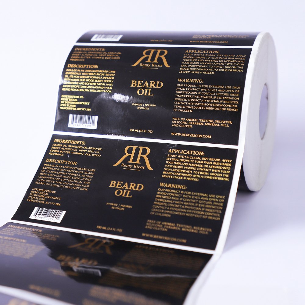 Customized Special Paper Embossed Square Gold Foil Packaging Labels Sticker Roll Business Custom Stickers Logo Label Printing