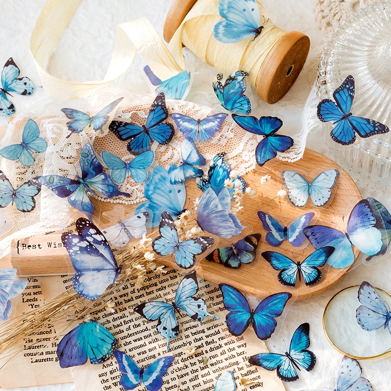 40 pcs per pack Beautiful Butterfly Series PET Stickers Waterproof Scrapbooking Netbook Sticker Diary Phone Case Decoration