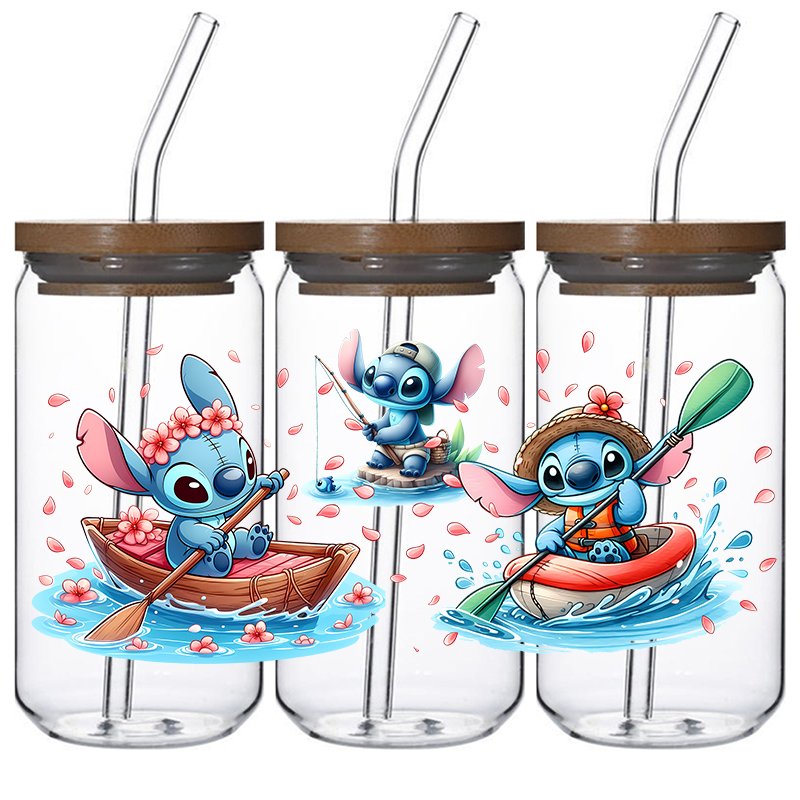 Factory Hot Sale Good Quality Ready To Ship Cartoon Transfer Logo Sticker Vinyl UV DTF Cup Wrap Transfers 16oz For Glass Cups