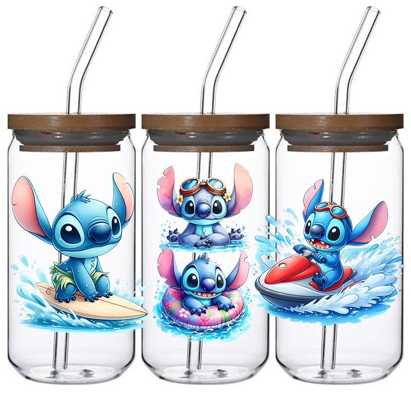 Factory Hot Sale Good Quality Ready To Ship Cartoon Transfer Logo Sticker Vinyl UV DTF Cup Wrap Transfers 16oz For Glass Cups