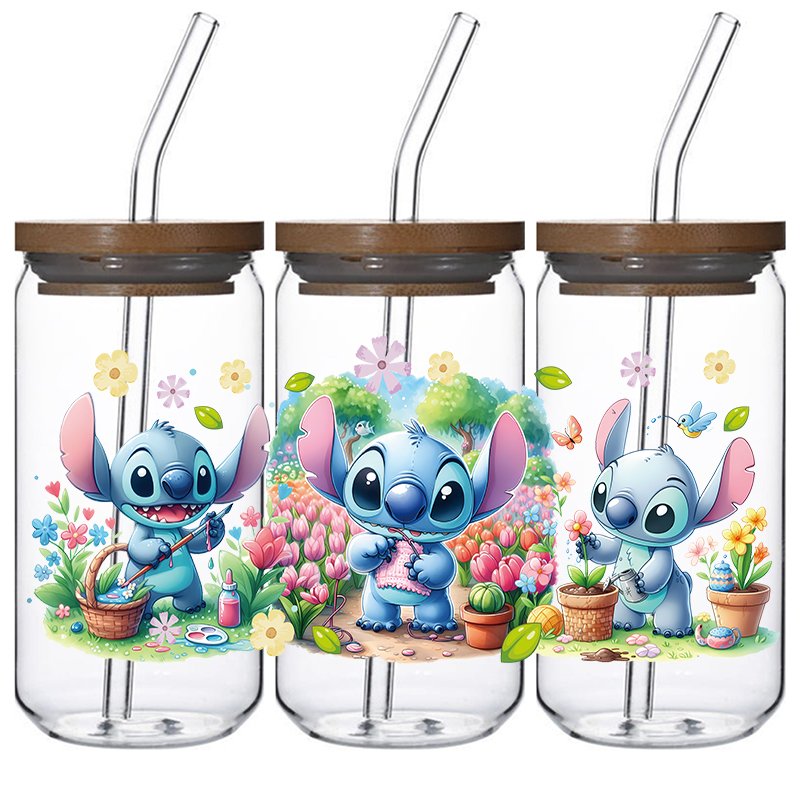 Factory Hot Sale Good Quality Ready To Ship Cartoon Transfer Logo Sticker Vinyl UV DTF Cup Wrap Transfers 16oz For Glass Cups