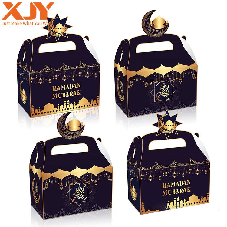 XJY Stock Party Favors Candy Ramadan Cookies Kraft Bags Stickers Accompaniment Tote Paper Boxes