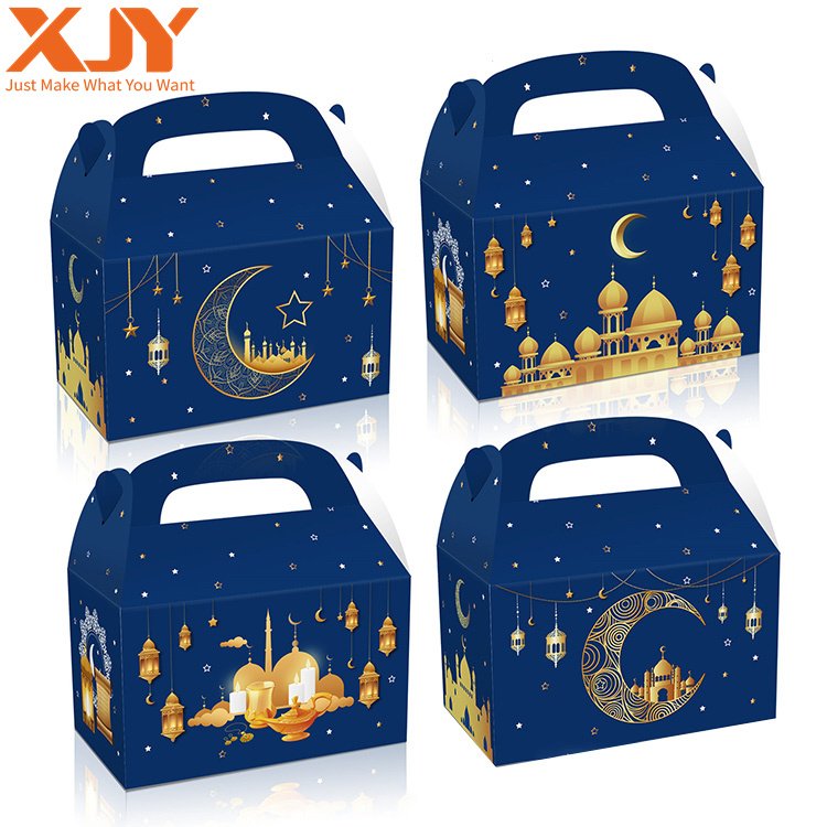 XJY Stock Party Favors Candy Ramadan Cookies Kraft Bags Stickers Accompaniment Tote Paper Boxes