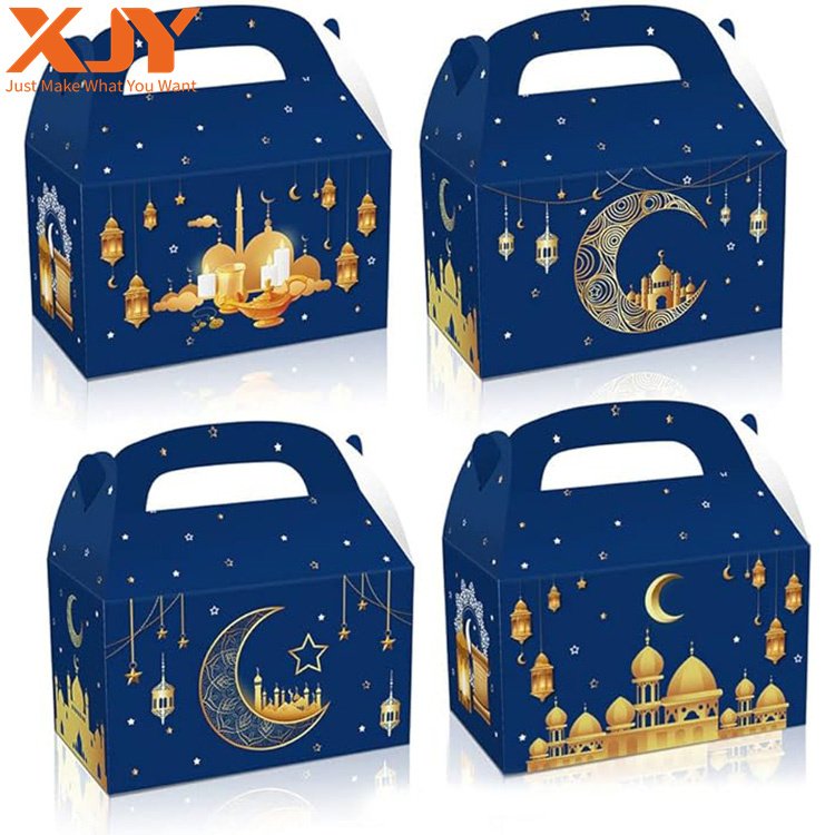 XJY Stock Party Favors Candy Ramadan Cookies Kraft Bags Stickers Accompaniment Tote Paper Boxes