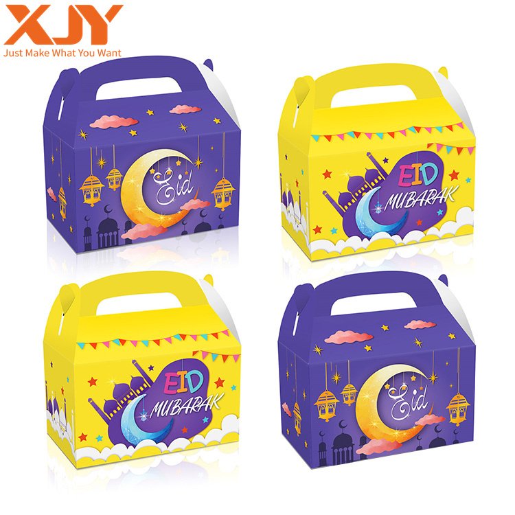 XJY Stock Party Favors Candy Ramadan Cookies Kraft Bags Stickers Accompaniment Tote Paper Boxes