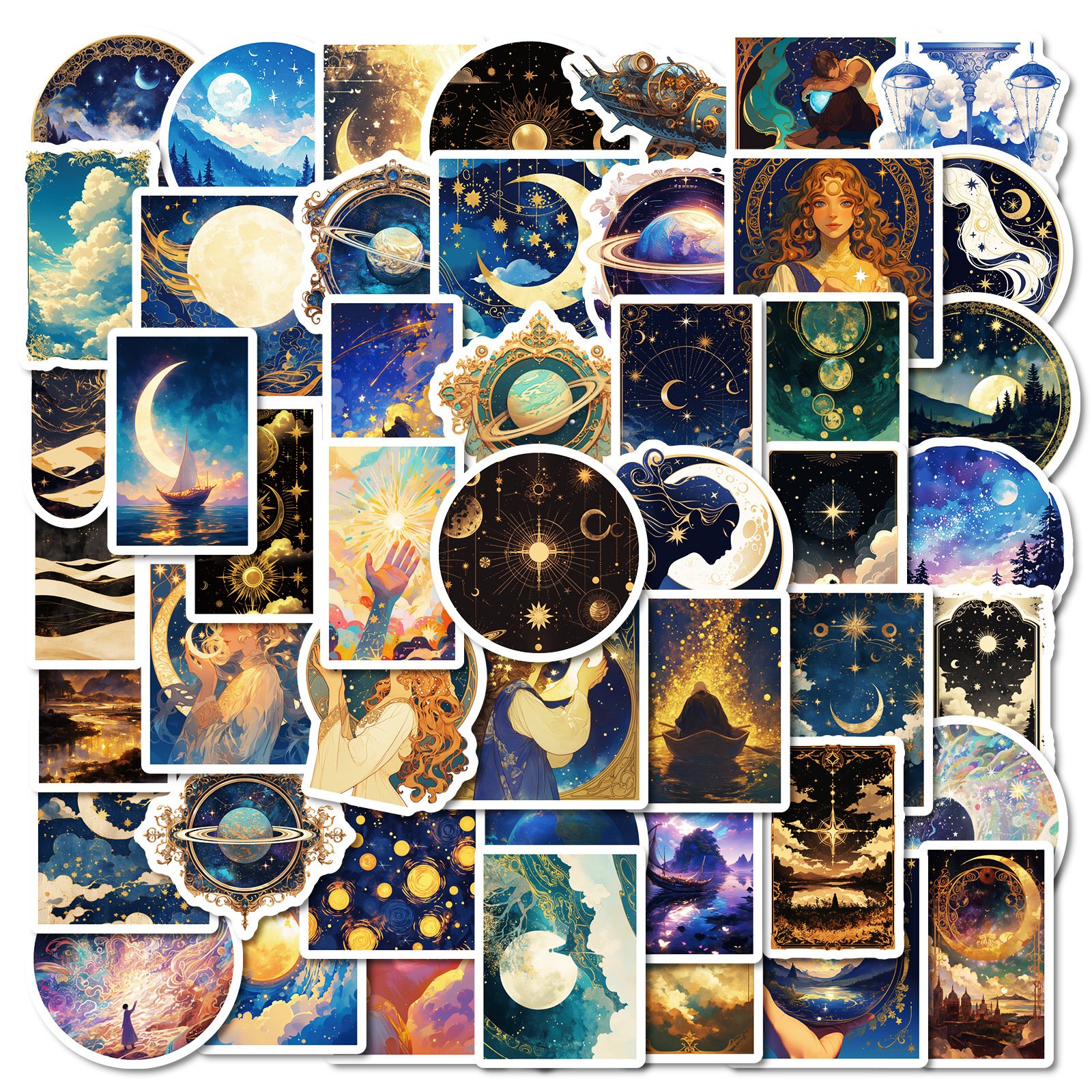 50Pcs Creative Night Sky Universe Graffiti Stickers For Phone Refrigerator Decor Aesthetic Art Starry Night Sticker