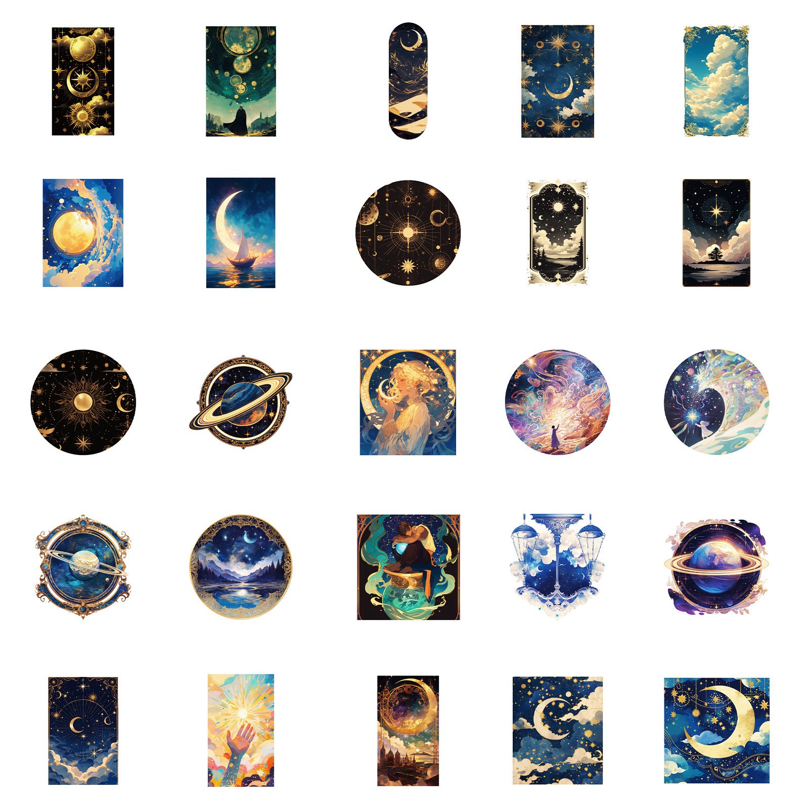 50Pcs Creative Night Sky Universe Graffiti Stickers For Phone Refrigerator Decor Aesthetic Art Starry Night Sticker