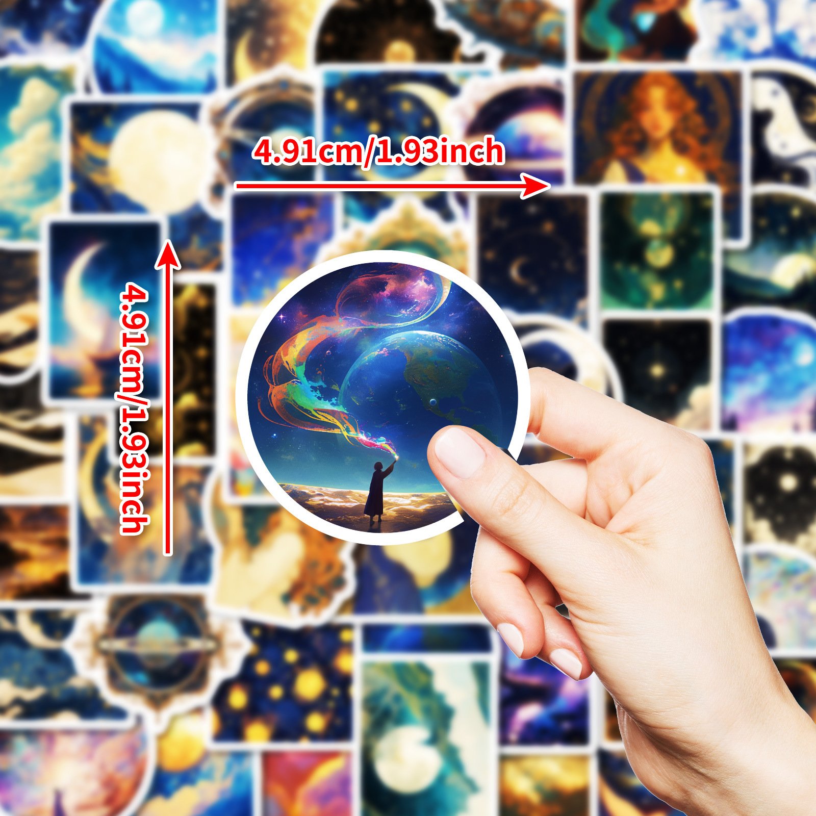50Pcs Creative Night Sky Universe Graffiti Stickers For Phone Refrigerator Decor Aesthetic Art Starry Night Sticker
