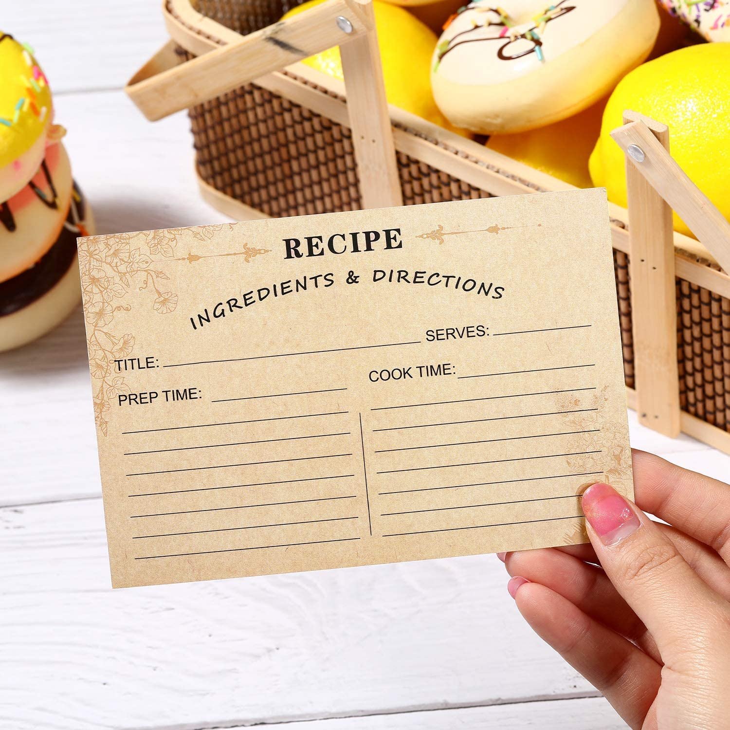 Recipe Cards 4" X 6" Large White - Minimalist For Weddings Bridal Shower - Double-Sided Metal Logo Embossed Sticker