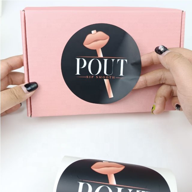 Custom brand logo circular sticker waterproof PVC round package label sticker roll