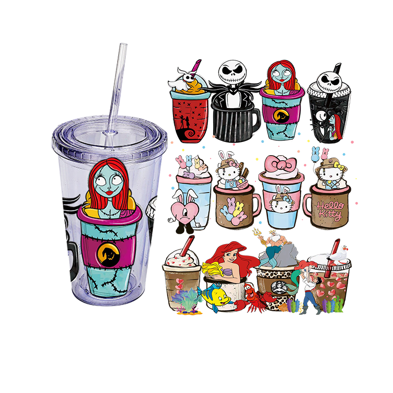 Customized waterproof packaging transfer sticker glass tumbler UV DTF cup packaging transfer