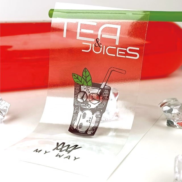 Brand logo stickers custom packaging labels waterproof transparent round stickers for cups
