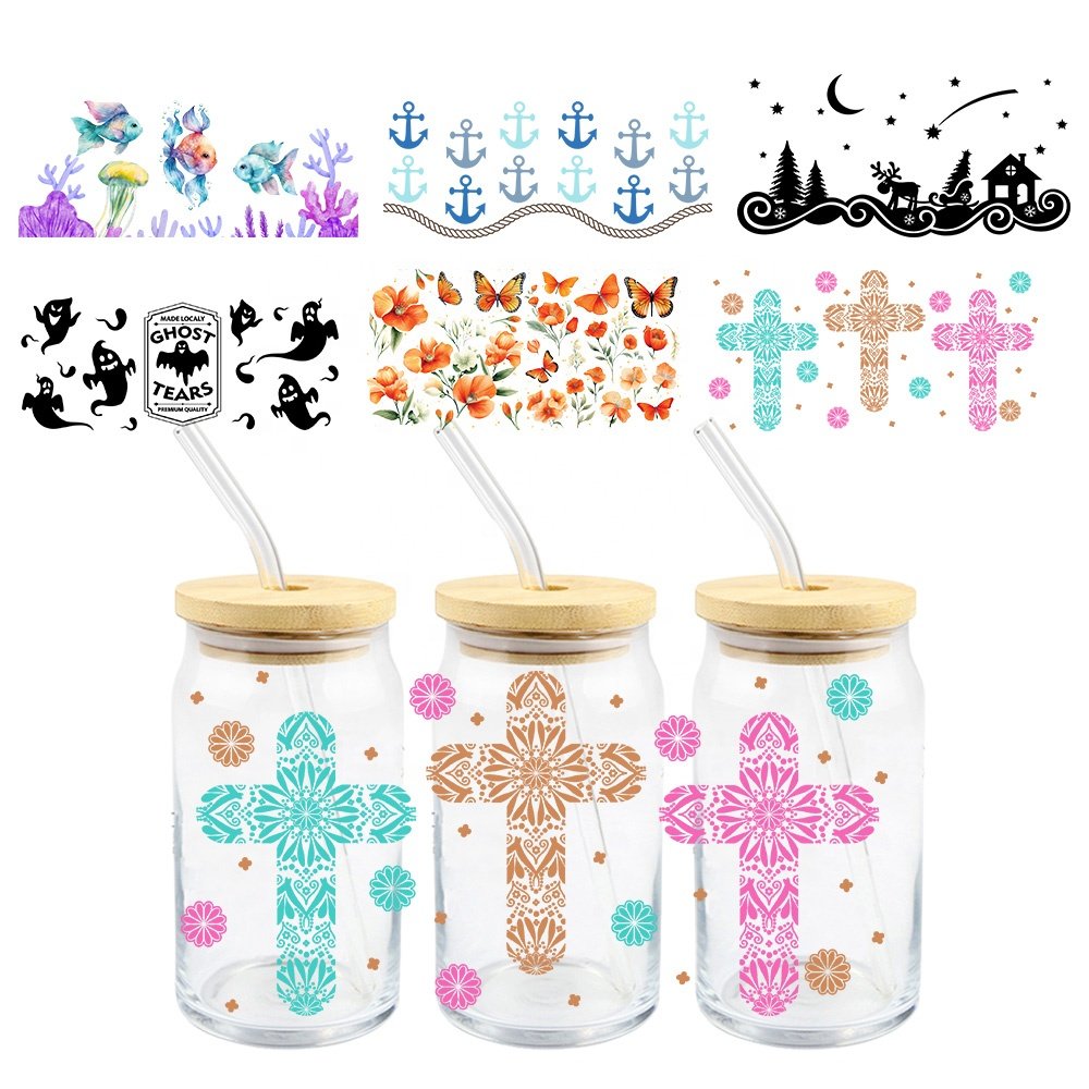 MIYA Halloween ghost Designs Cartoon Custom Decal Label UV DTF Cup Wrap Transfer Sticker for 16oz 20oz 24oz 32oz 40oz Cups