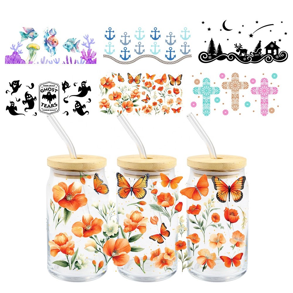 MIYA Halloween ghost Designs Cartoon Custom Decal Label UV DTF Cup Wrap Transfer Sticker for 16oz 20oz 24oz 32oz 40oz Cups