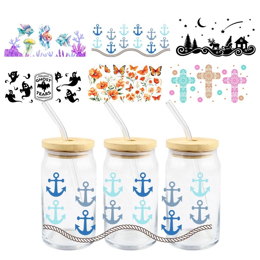 MIYA Halloween ghost Designs Cartoon Custom Decal Label UV DTF Cup Wrap Transfer Sticker for 16oz 20oz 24oz 32oz 40oz Cups