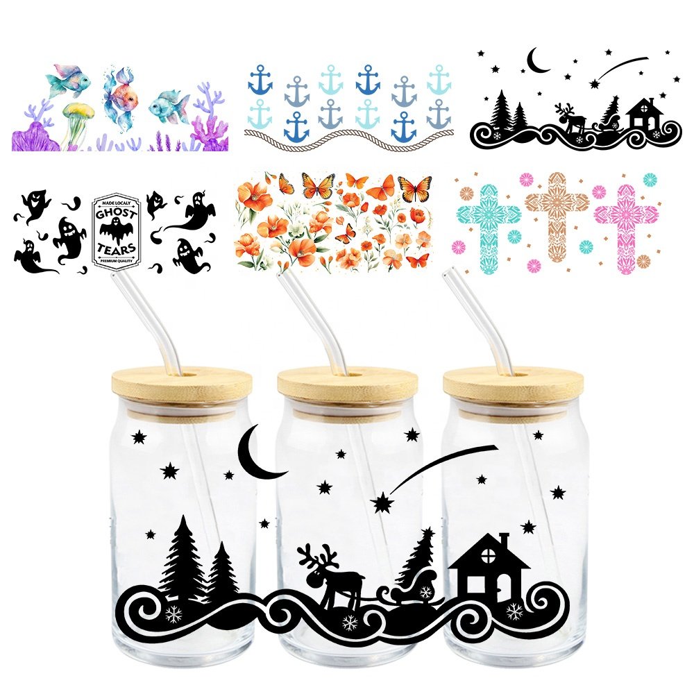 MIYA Halloween ghost Designs Cartoon Custom Decal Label UV DTF Cup Wrap Transfer Sticker for 16oz 20oz 24oz 32oz 40oz Cups