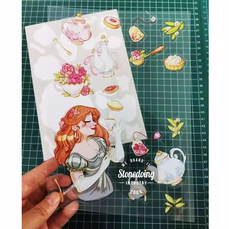 New Fashion Waterproof Custom Logo Print Transparent Sticker Sheets Clear Vinyl Die Cut Stickers With Card Packing Sticker Pack