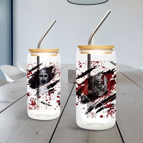 Uv Dtf Cup Wraps 16oz Custom High Quality Uv Dtf Wraps Transfers Halloween Horror Theme Transfers Uvdtf Sticker