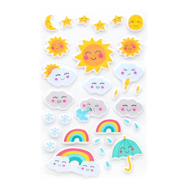 Offset Printing Cute Lovely Puffy DIY Decorative Adhesive Sticker For friend gifts Diary