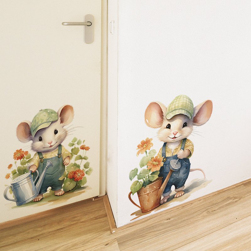 Creative cartoon cute mouse sticker die cut wall stickers 3d home decoration wall stickers for home decor