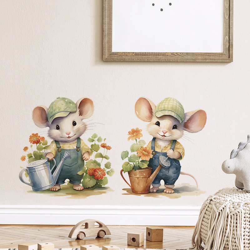 Creative cartoon cute mouse sticker die cut wall stickers 3d home decoration wall stickers for home decor