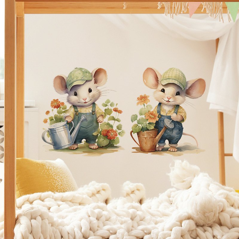 Creative cartoon cute mouse sticker die cut wall stickers 3d home decoration wall stickers for home decor