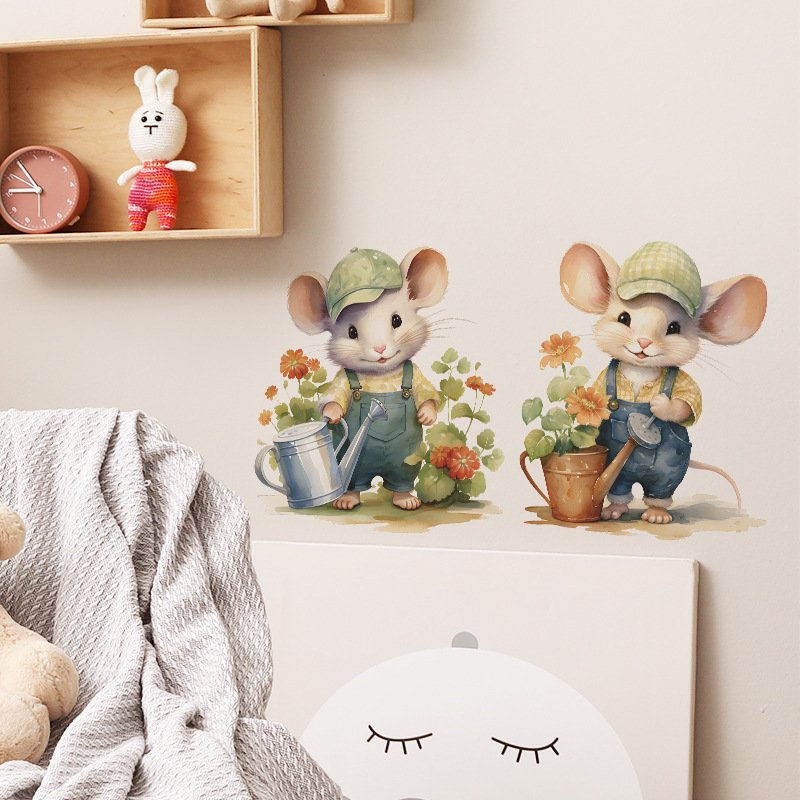 Creative cartoon cute mouse sticker die cut wall stickers 3d home decoration wall stickers for home decor
