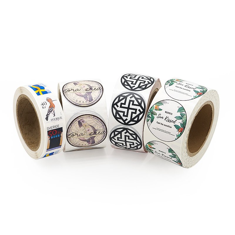 Custom Adhesive Waterproof Round Circle Logo Sticker Printing Roll Personalized Vinyl Sticker PVC Paper Packaging Labels
