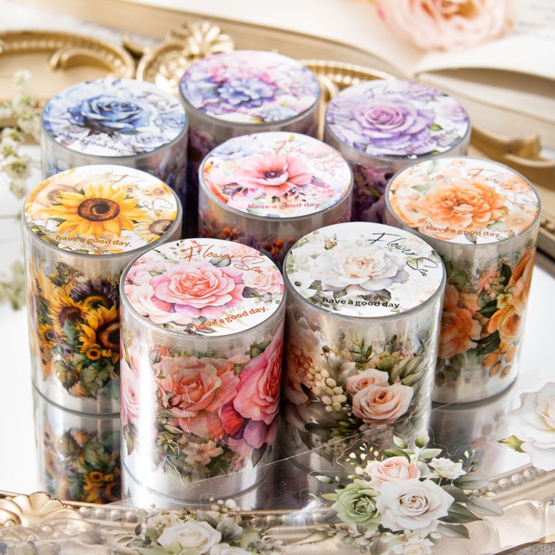 Meet The Flower Sea Series Of Tape Cutting Mold Pet Plant Ledger Materials Decorative Collage Stickers 8