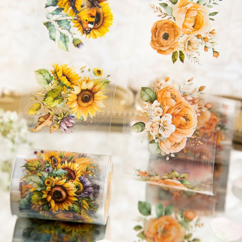 Meet The Flower Sea Series Of Tape Cutting Mold Pet Plant Ledger Materials Decorative Collage Stickers 8